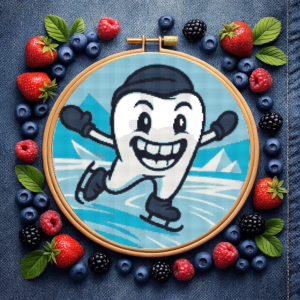 Happy tooth is skating - Cross stitch pattern PDF