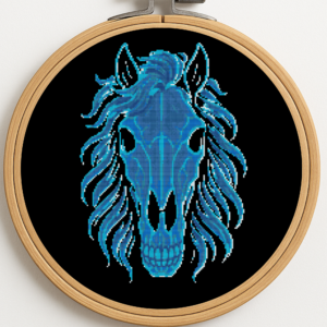 Horse skeleton with mane - Cross stitch pattern PDF