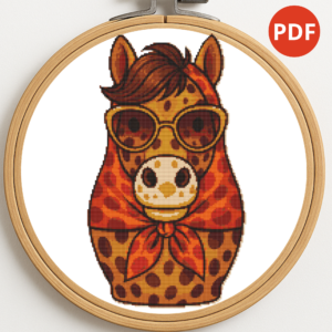 Matryoshka horse in leopard style - Cross stitch pattern PDF