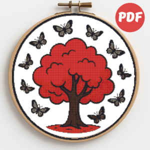 Redwood and butterflies - Cross stitch pattern PDF