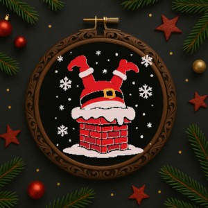 Santa Claus climbs into the chimney - Cross stitch pattern PDF