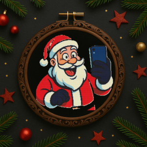 Santa Claus takes a selfie - Cross stitch pattern PDF