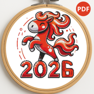Symbol of 2026 - Fire Horse - Cross stitch pattern PDF