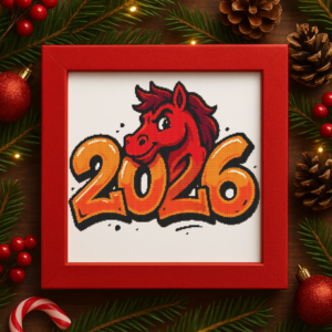 The symbol of 2026 is the red horse - Cross stitch pattern PDF