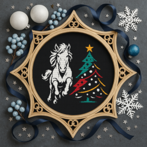 White Horse and Christmas Tree - Cross stitch pattern PDF