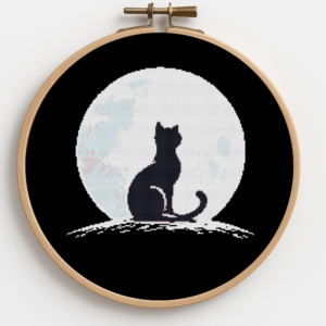 A cat against the moon - Cross stitch pattern PDF