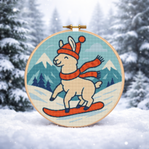 A llama rolls in the snow - Cross stitch pattern PDF