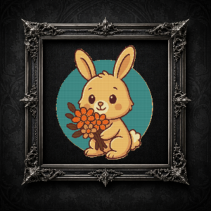 Bunny with a bouquet of flowers - Cross stitch pattern PDF