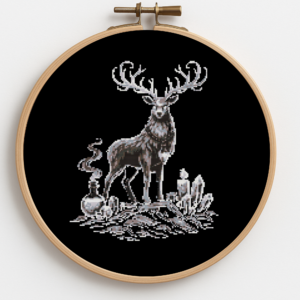 Deer on a black background - Cross stitch pattern PDF