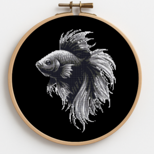 Fish on a black background - Cross stitch pattern PDF