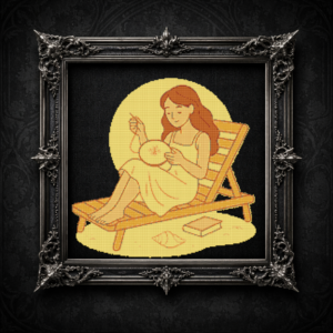 Girl embroiders - Cross stitch pattern PDF