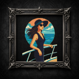 Girl in a hat on a yacht - Cross stitch pattern PDF