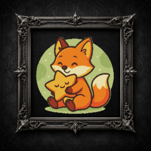 Happy fox holding a star - Cross stitch pattern PDF