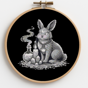 Hare on a black background - Cross stitch pattern PDF