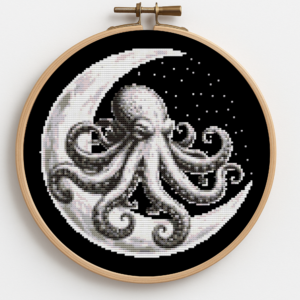 Octopus on the moon - Cross stitch pattern PDF