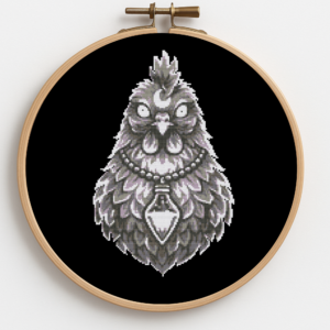 Owl on a black background - Cross stitch pattern PDF