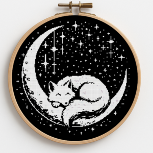 The fox is sleeping on the moon - Cross stitch pattern PDF