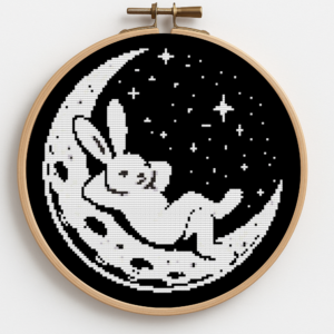 The hare is resting on the moon - Cross stitch pattern PDF