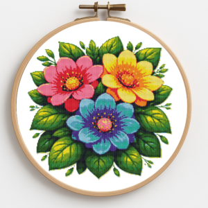 Beautiful bright flowers - Cross stitch pattern PDF