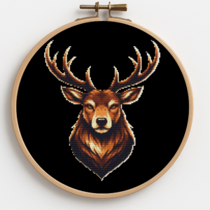 Brown deer face - Cross stitch pattern PDF