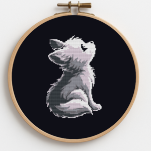 Cute dog on a black background - Cross stitch pattern PDF