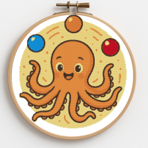 Octopus juggles balls - Cross stitch pattern PDF - Instant download