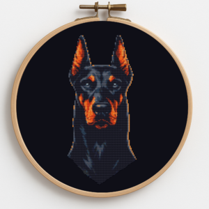 Stylish black Doberman dog - Cross stitch pattern PDF