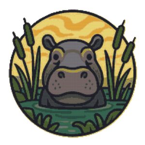Hippopotamus in water - PDF Cross Stitch Pattern