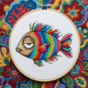 A bright, beautiful, colorful fish - Cross stitch pattern PDF