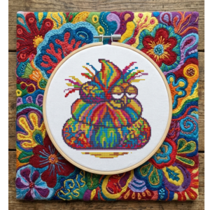 A colorful, tired poop - Cross stitch pattern PDF